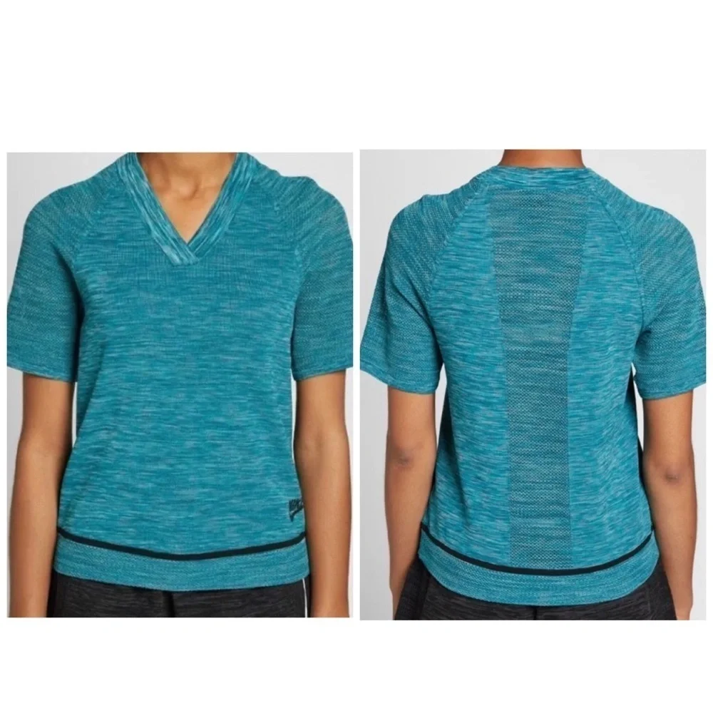 NIKE Tech Flyknit Perforated Short Sleeve Shirt Top S